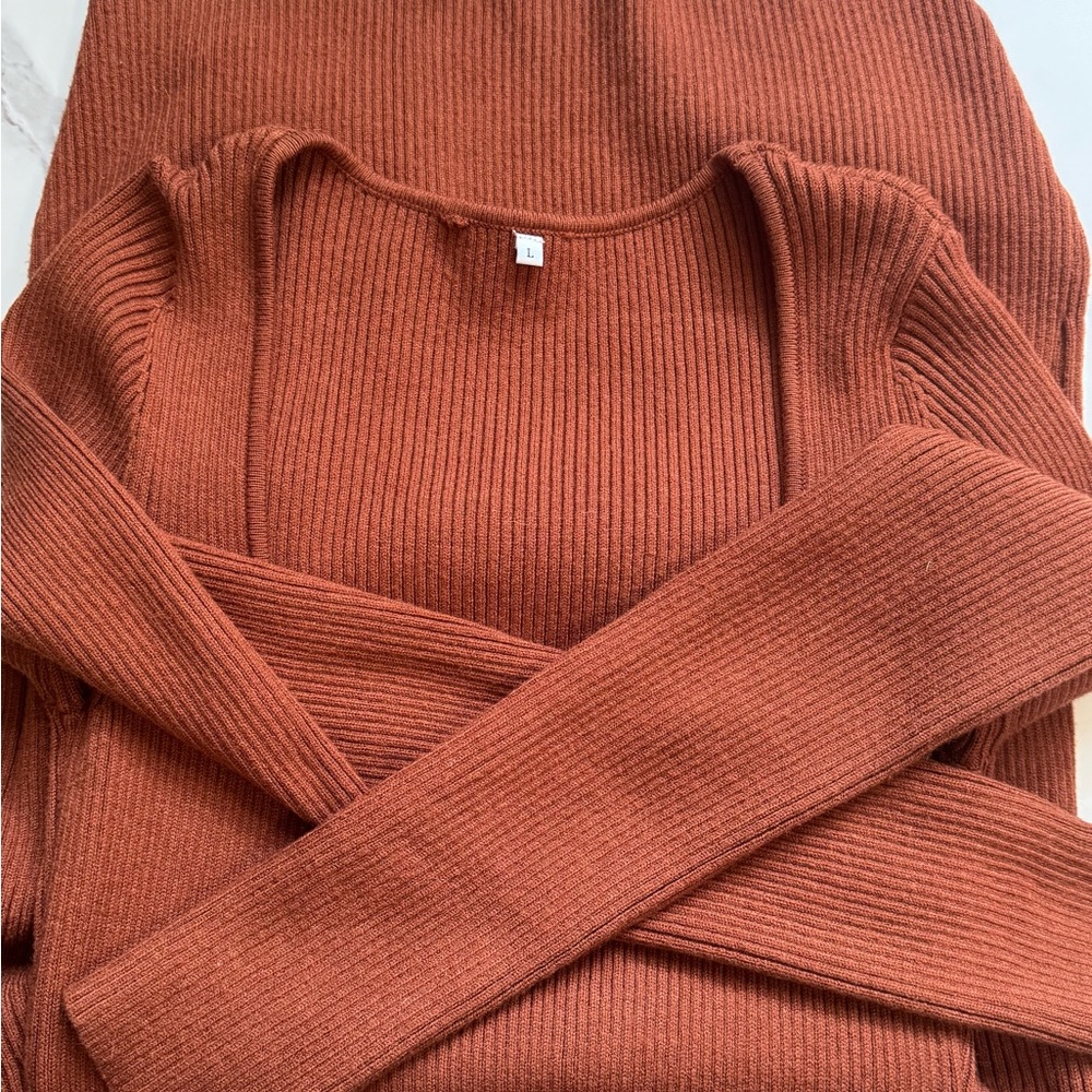 Rust Ribbed Women's Maxi Dress